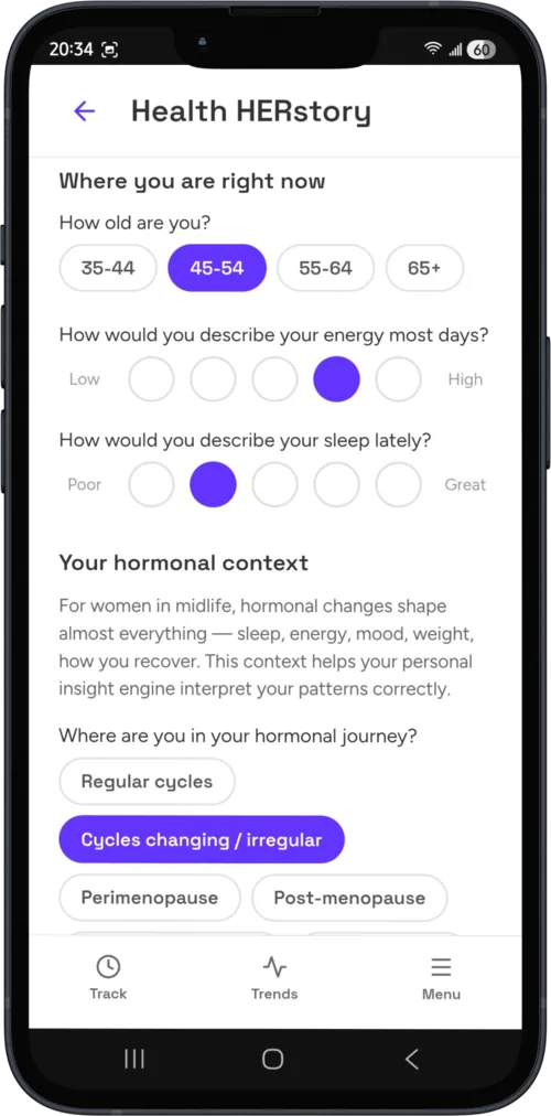 Tapestry Health HERstory screen